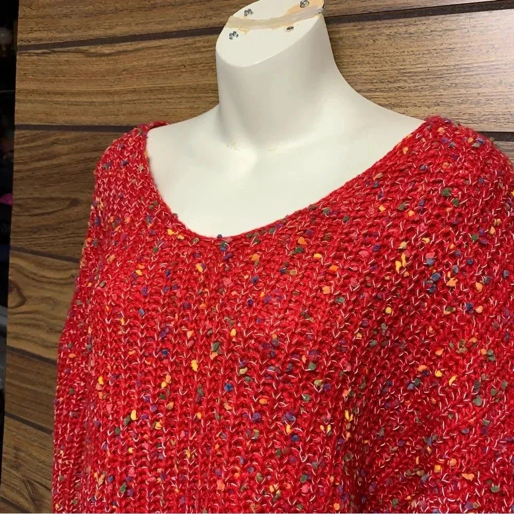Main Strip red popcorn twist back top size large NWOT super cute oversized - Picture 2 of 9